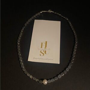 Absolute Chic Silver and Authentic Pearl Necklace